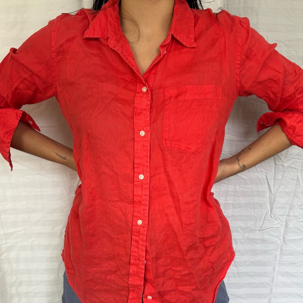 Coral Classic Linen Button down shirt
